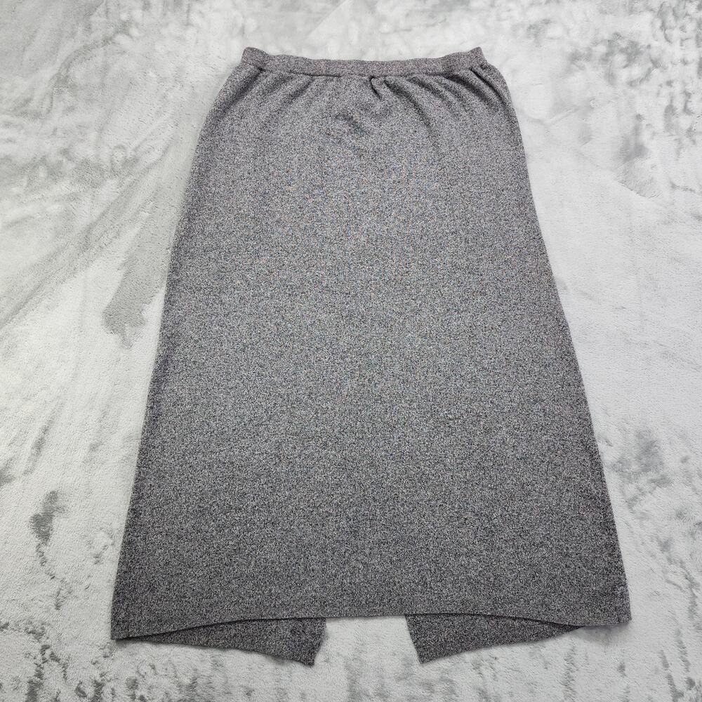 Vintage‎ Style&Co Woman Skirt Size 1X Marled Gray Pull On Midi Back Slit Cotton
